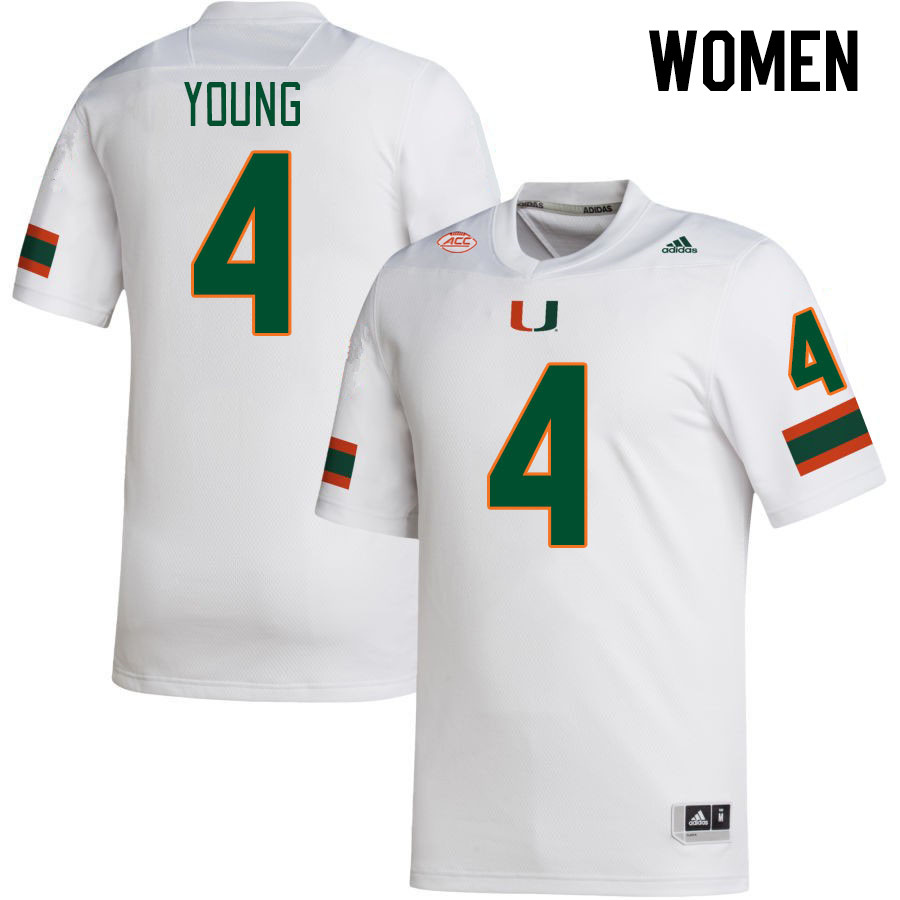 Women #4 Colbie Young Miami Hurricanes College Football Jerseys Stitched-White - Click Image to Close